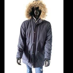 Topman navy heavy weight coat